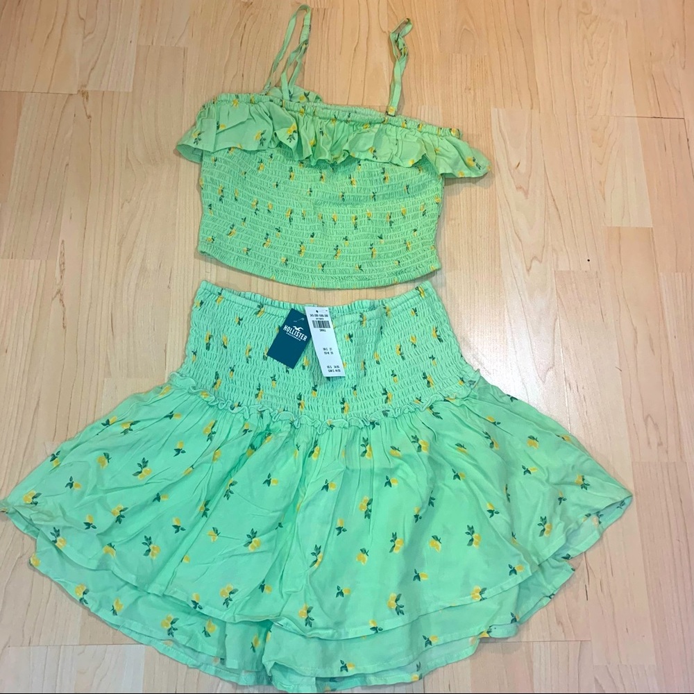 HOLLISTER Ultra High Rise Set In Green & Lemon Sz S